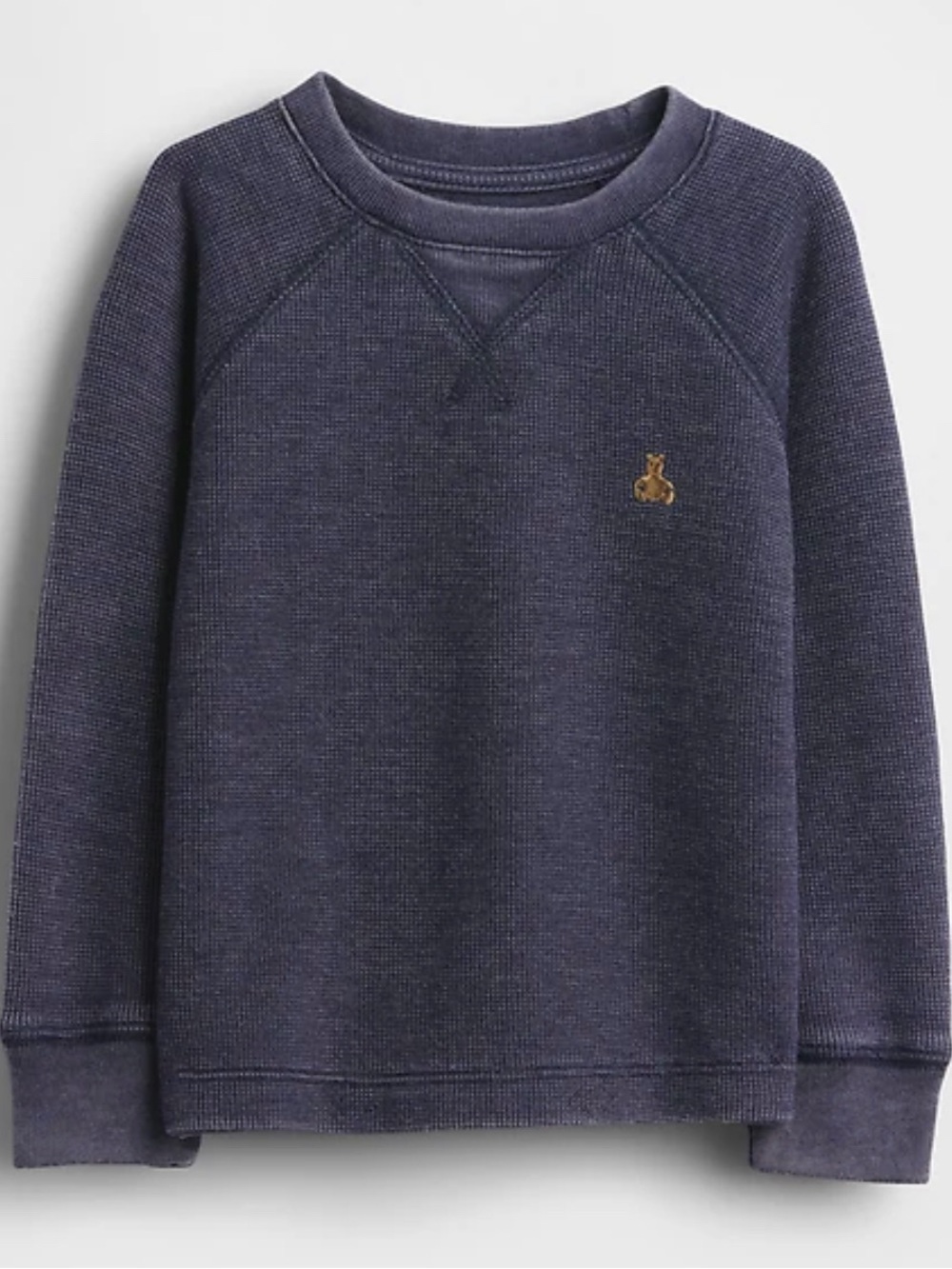 GAP Navy Waffle Crewneck with Gold Logo